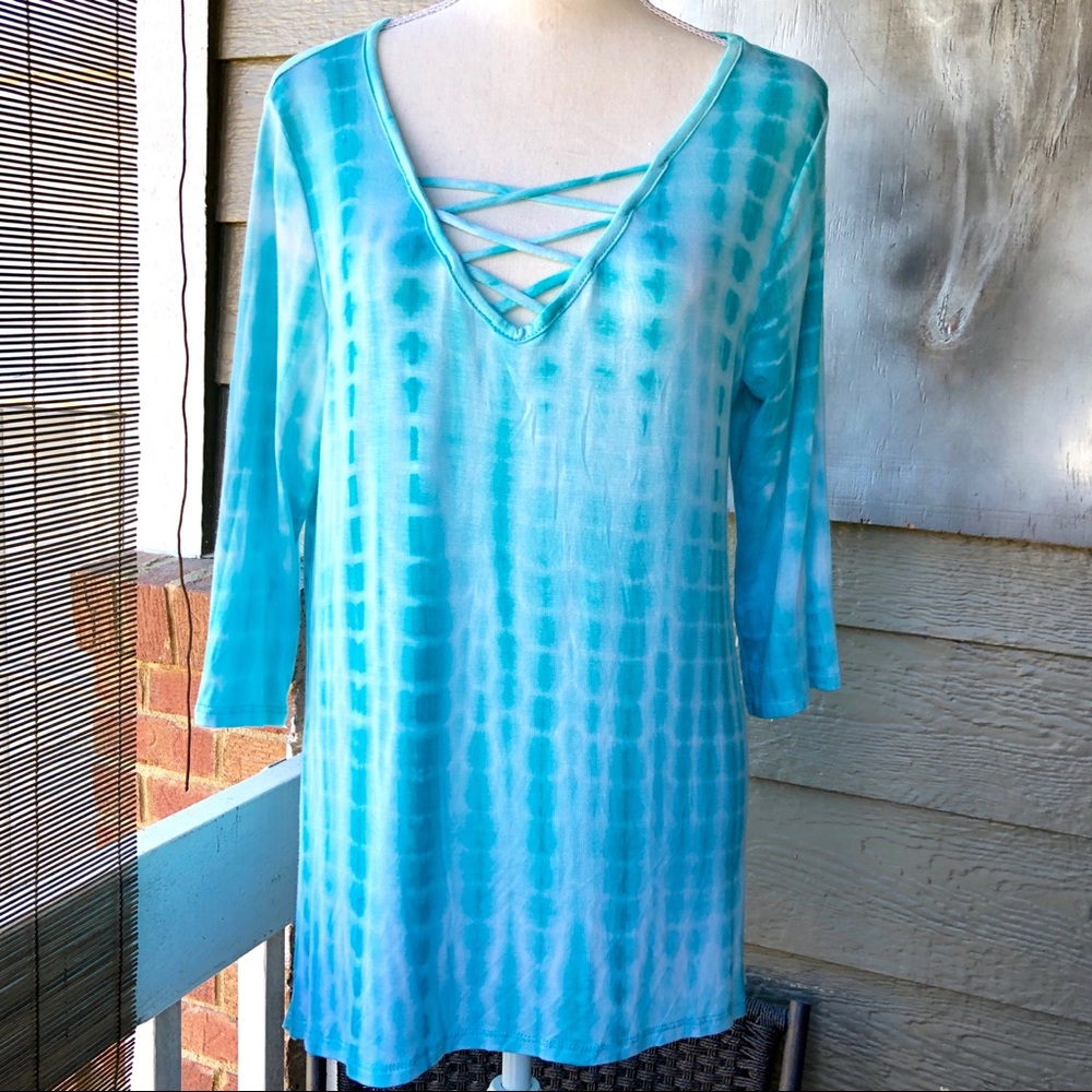 Lady's Tye Dyed Tunic with 3/4 L Sleeves NWT SzL